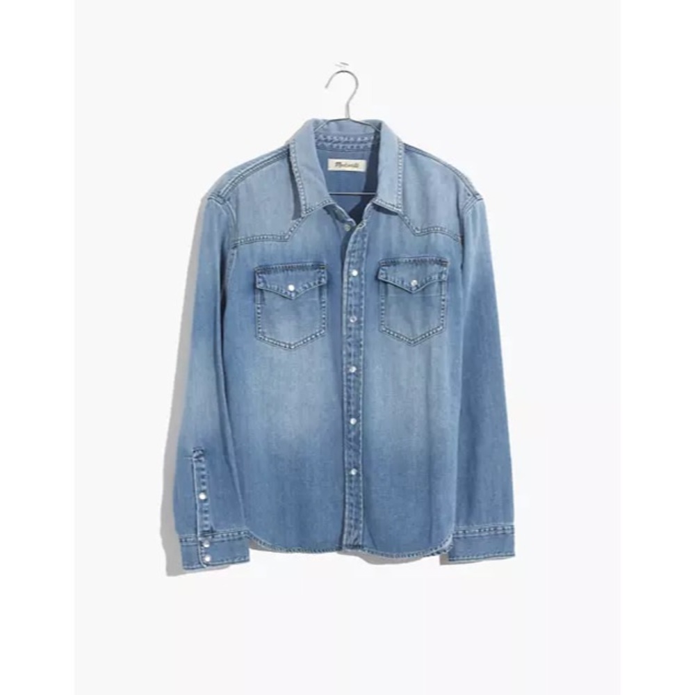 Madewell Oversized Western Snap Button Up Shirt Blue XXS - Picture 1 of 6
